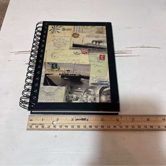 Vintage Travel Journal Spiral Notebook Markings by Susana England Nautical art - Picture 5 of 15